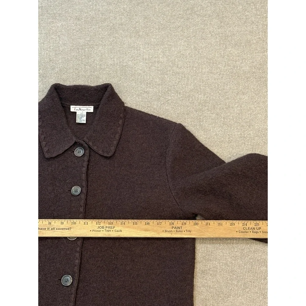 VTG Vintage Talbots Women's Cardigan 100% Merino Wool Size Large Brown
